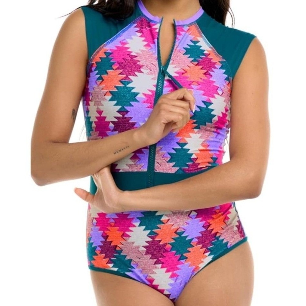 Body Glove Stand Up Paddle Suit Swimsuit Womens Cap Sleeve XS Multi Color